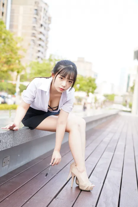 [Mzsock] NO.078 Chen Jialin OL short skirt high heels beautiful legs outdoor shot street photography#[100P]-27